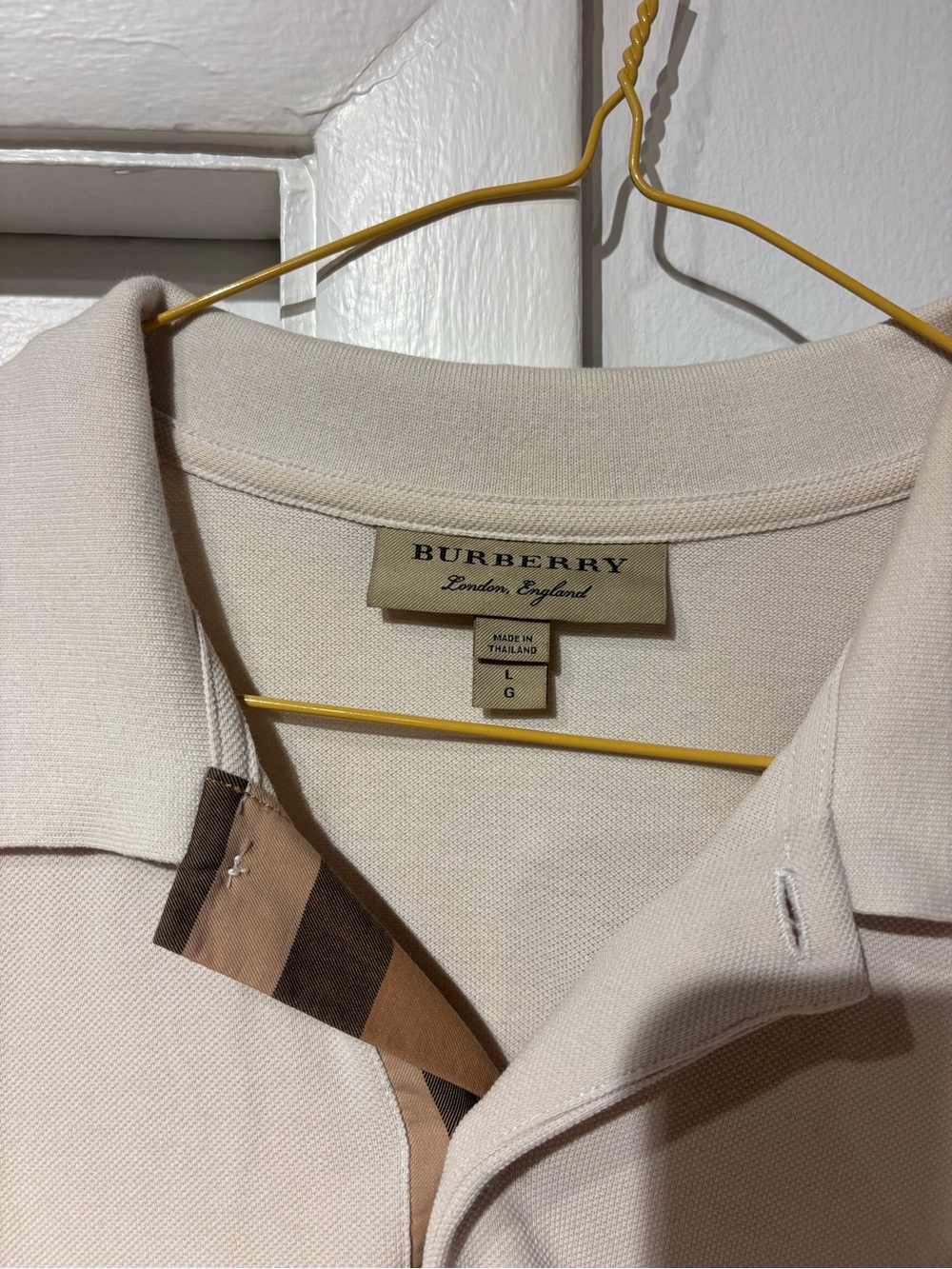 Burberry Beige Polo with Signature Check Trim